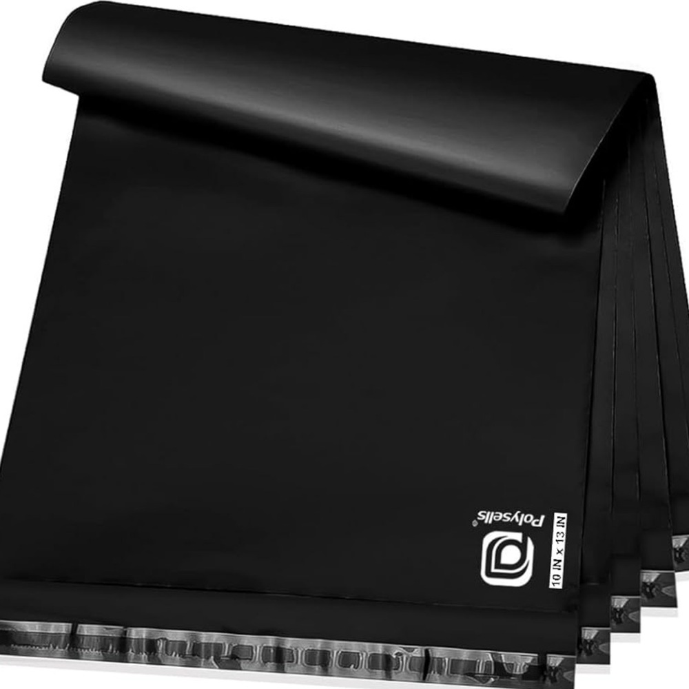 50 Polysells Black Waterproof Mailing Bags 10x13